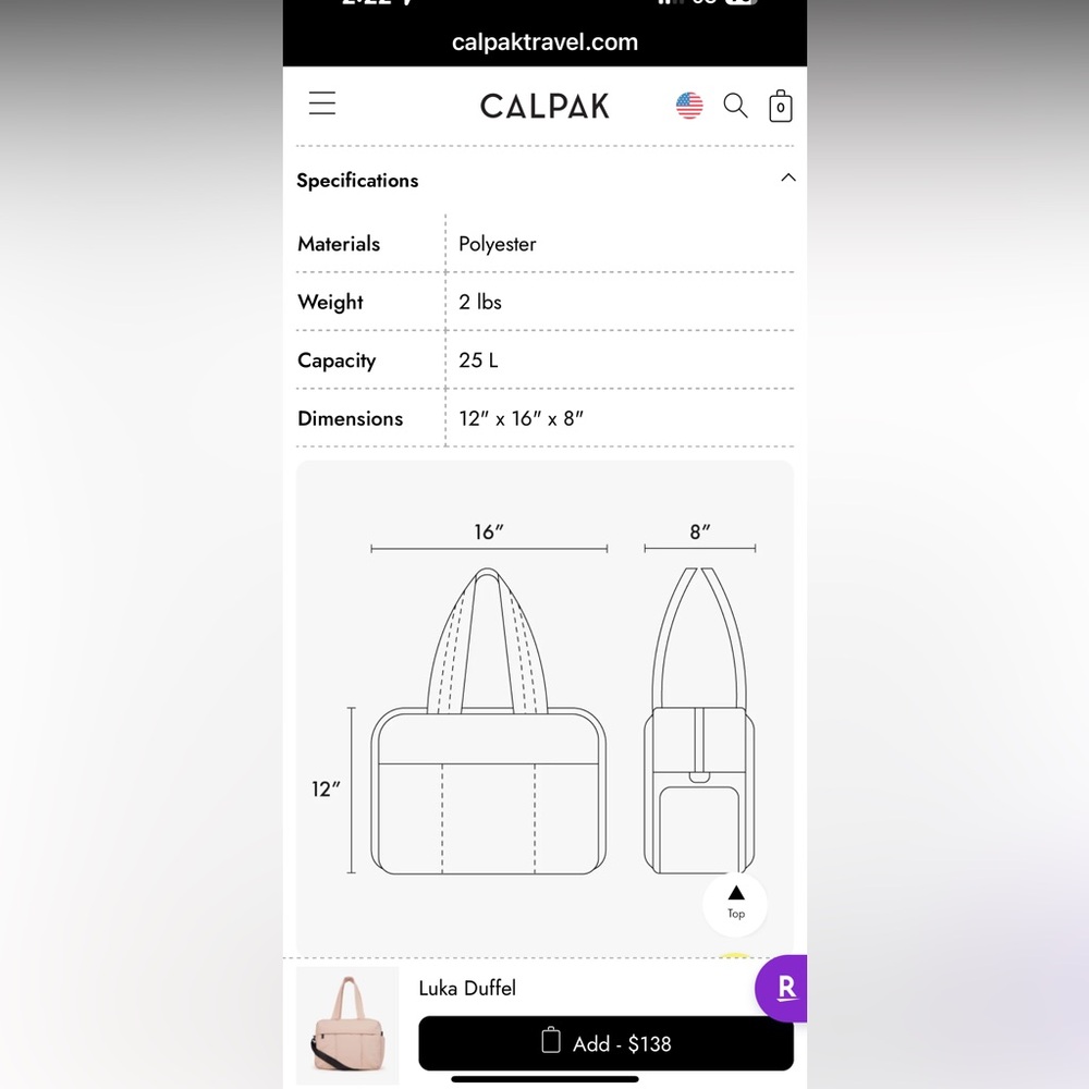 Calpak Luka Duffel - Rose Quartz - Picture 12 of 12